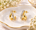 Criss-Cross Double Loop Huggie Half-Hoop Earring