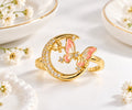 Crescent Moon and Butterfly Adjustable Ring