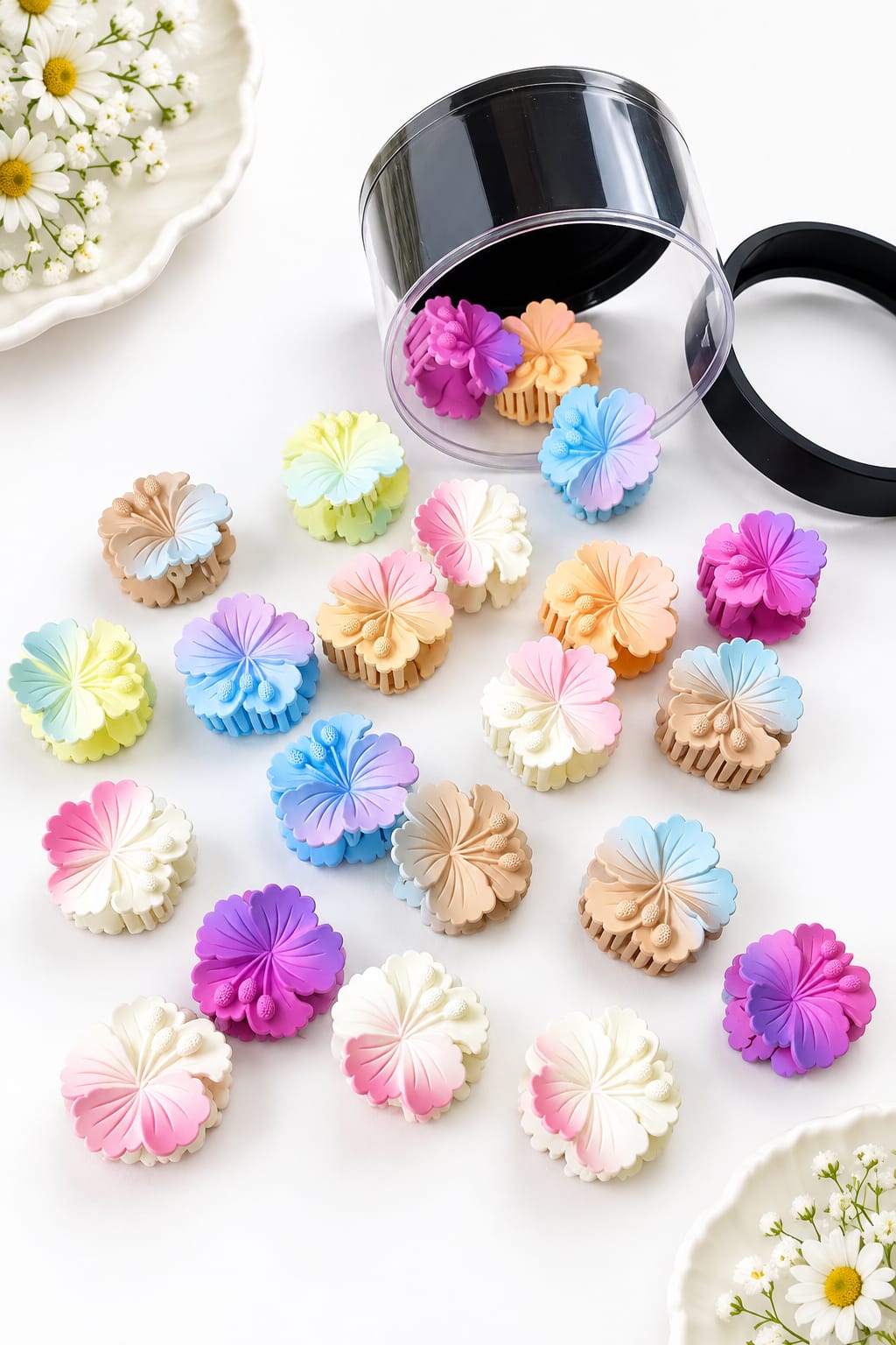 Matte Hibiscus Flower Hair Claw Clips - Medium