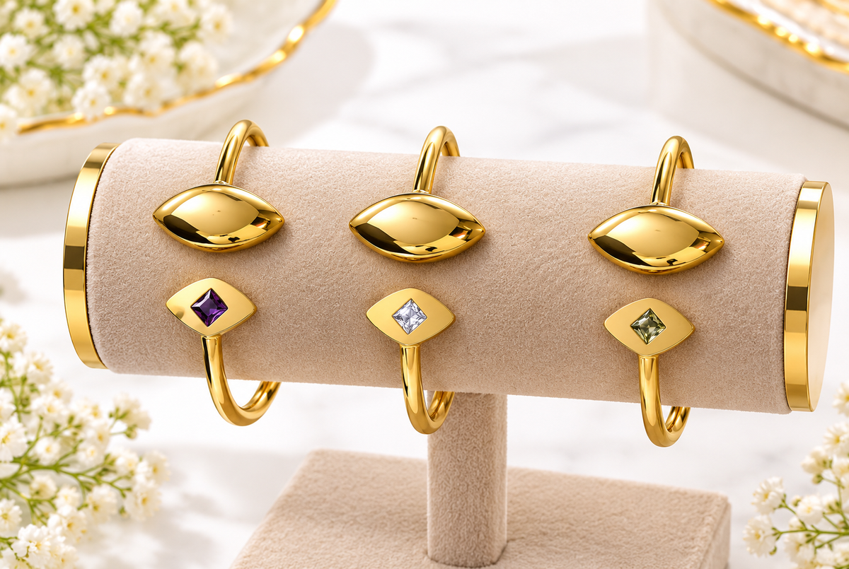 Marquise Eye Anti-Tarnish Open Bangle
