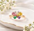 Gold-Plated Adjustable Gemstone Butterfly Ring