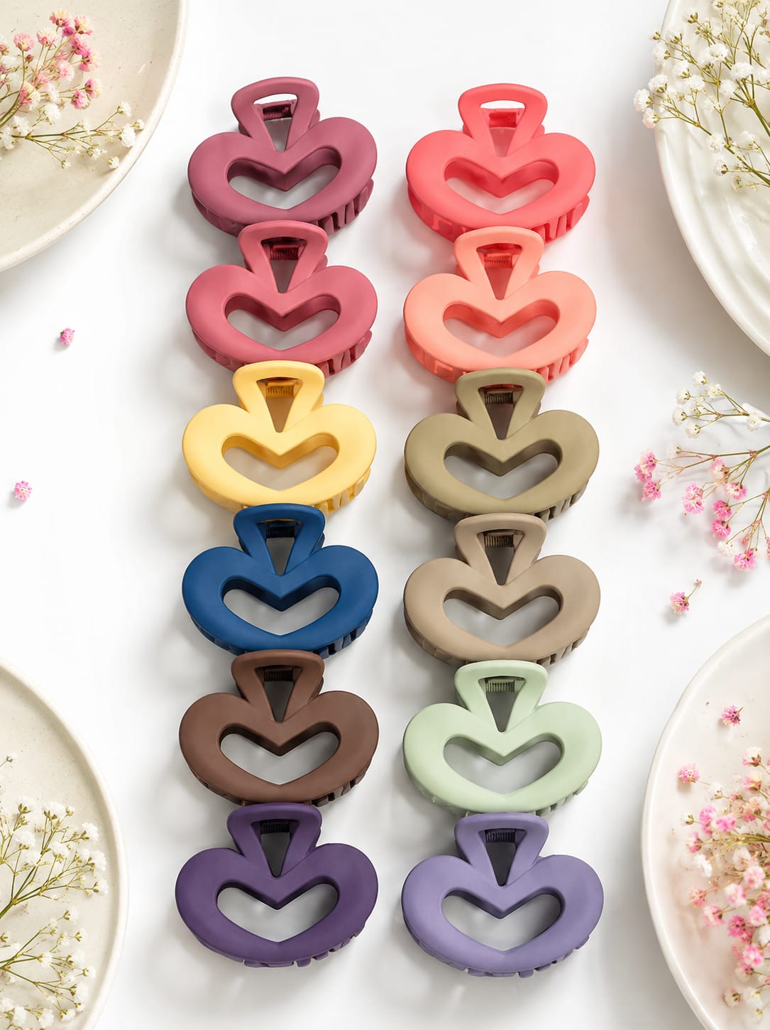 Hollow Heart Matte Hair Claw Clips