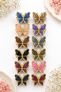 Glossy Enamel Gold-Framed Butterfly Hair Claw Clips