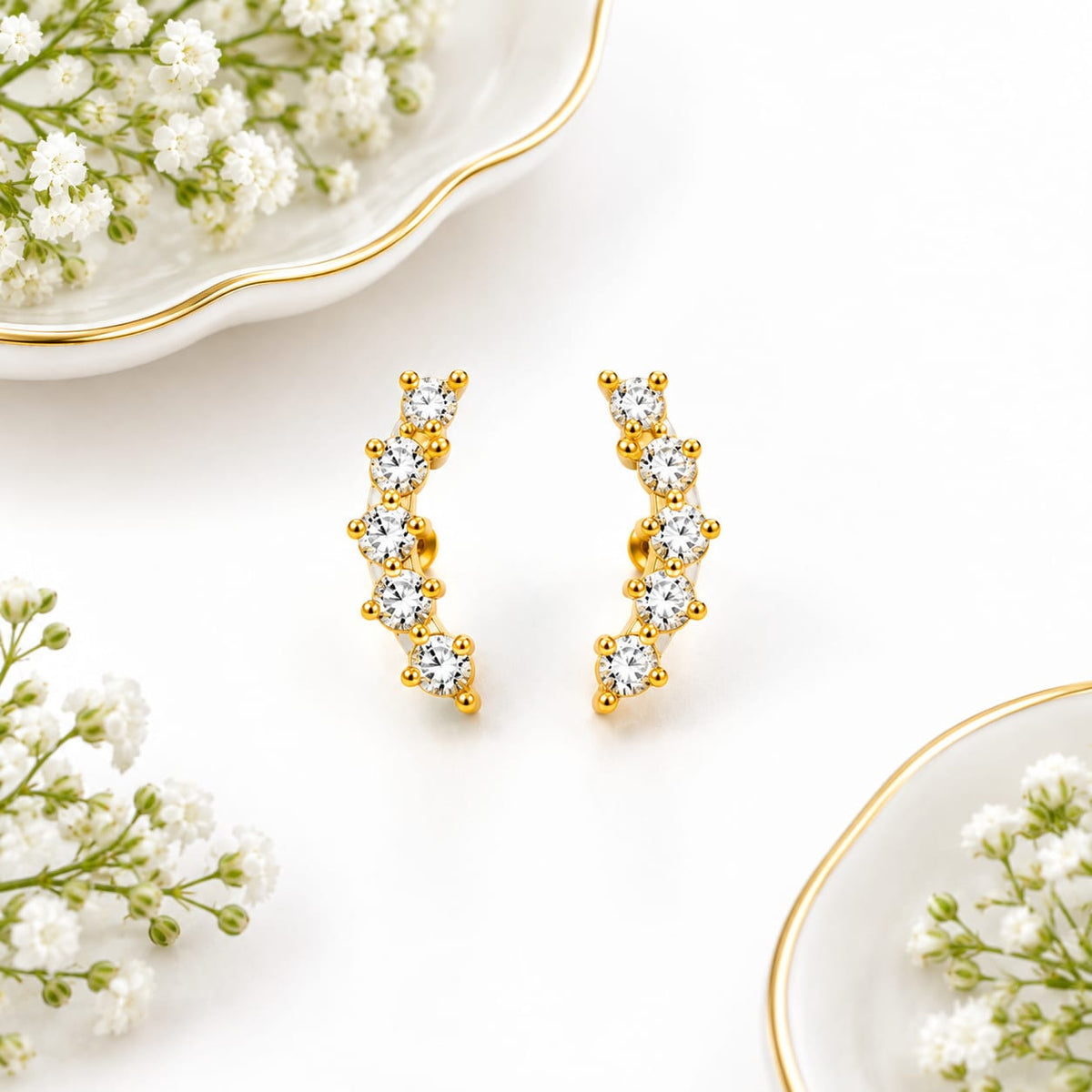 Gold Curved Cluster Ball Back Stud