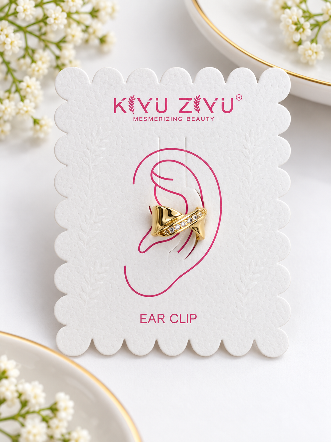 Gold-Plated Criss-Cross Non-Piercing Ear Cuff