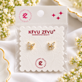 Gold-Plated Marquise Crystal Butterfly Ball Back Earrings