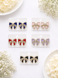 Korean-style Enamel Bow Rhinestones Earrings