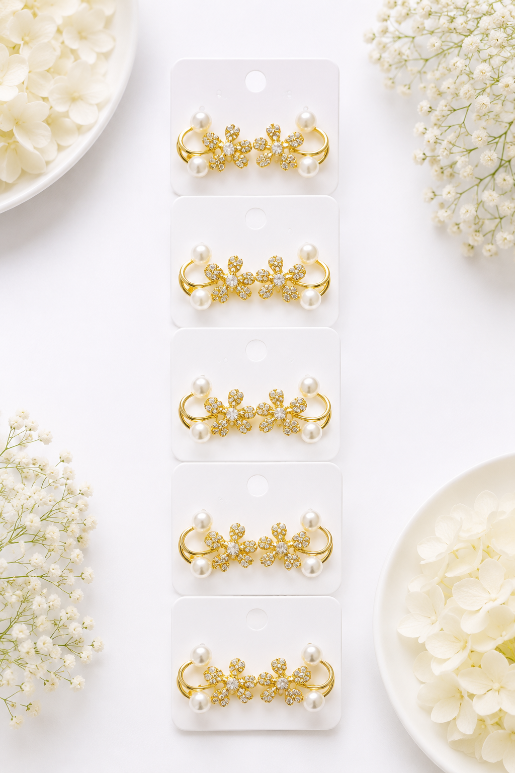 Korean-style Gold-Plated Floral Pearl Cuff Earring