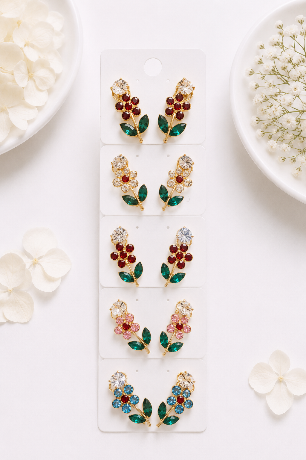 Multicolor Crystal Floral Vine Earring