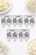 Korean-Style Gradient Enamel Flower Pearl Drop Earring