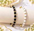 Gold-plated Oval Enamel Capsule Bead Bracelets