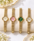 Caryino Flower / Clover Shape Dial Watch with a Gold Chain Bracelet