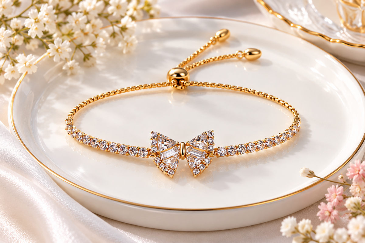 Butterfly Crystal Tennis Bolo Bracelet