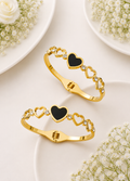 Black Heart Anti-Tarnish Gold-Plated Bangle Bracelet
