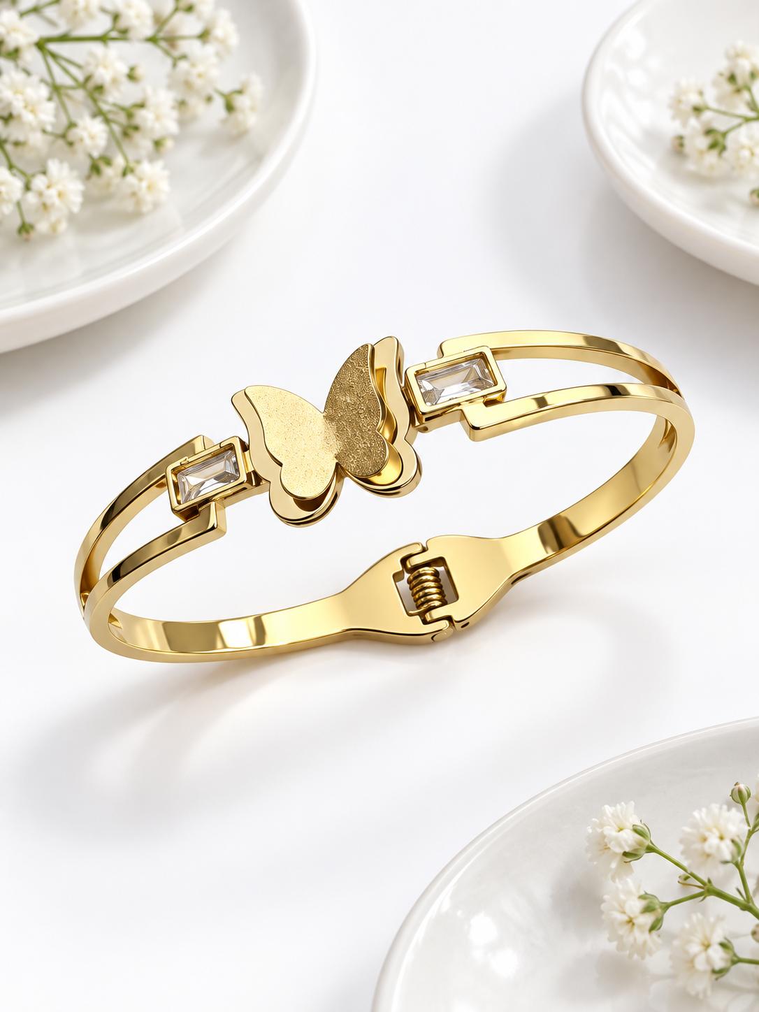 Butterfly Anti-Tarnish Stainless Steel Bangle Bracelet