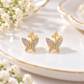 Double Butterfly Ball Back Stud