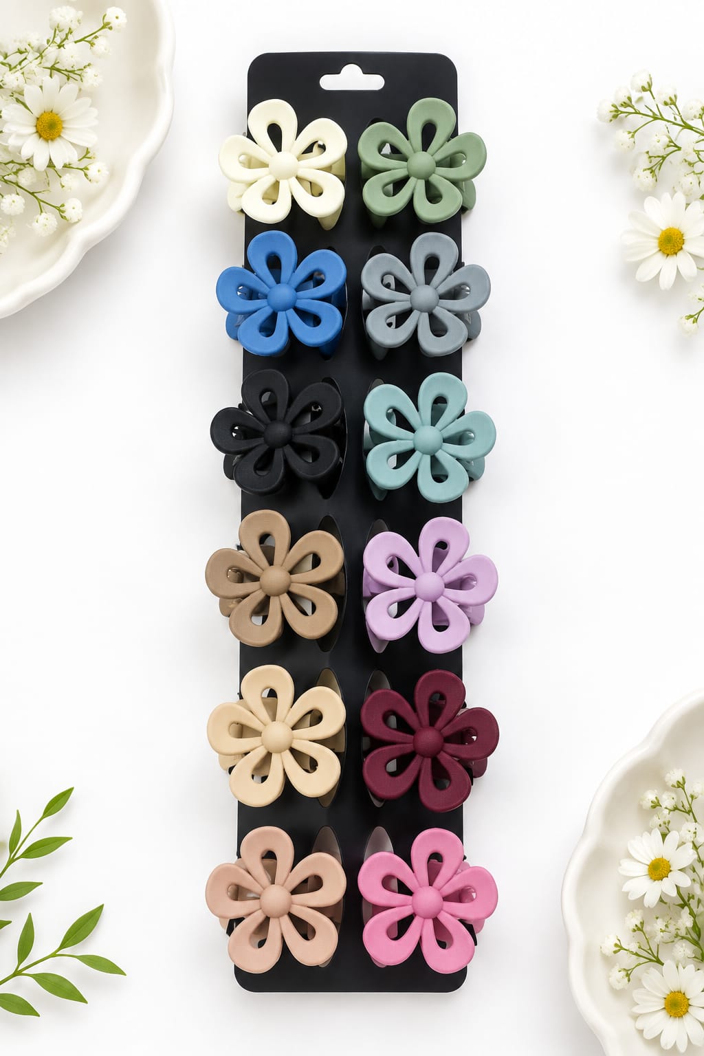 Hollow Matte Flower Hair Claw Clips - Medium