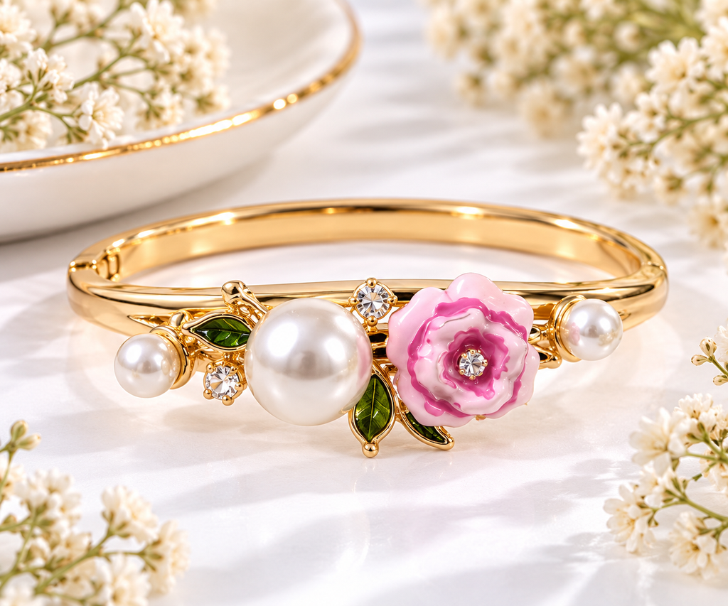 Anti-Tarnish Meenakari Floral Vine Bangle Bracelet