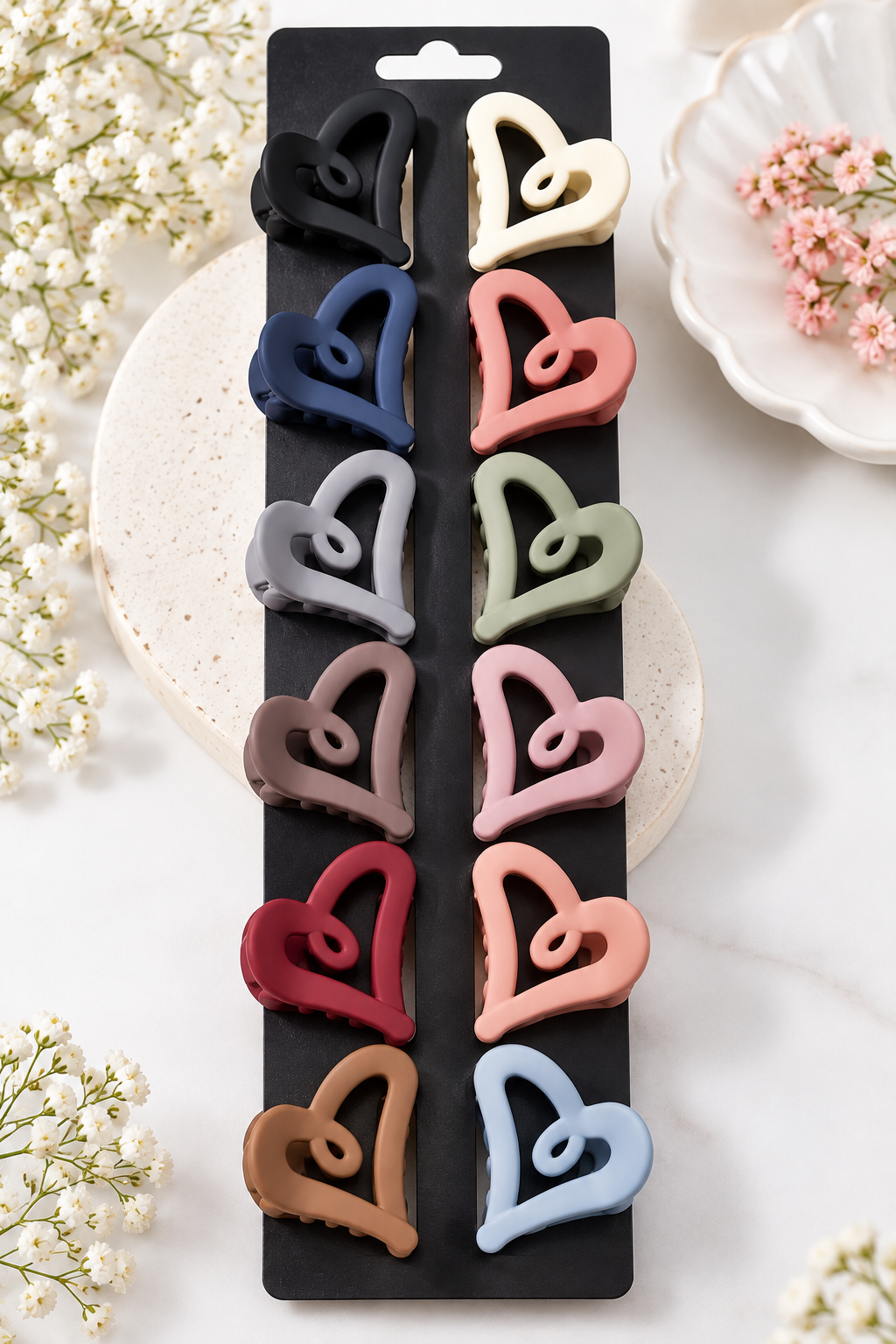 Matte Hollow Heart Hair Claw Clips - Medium