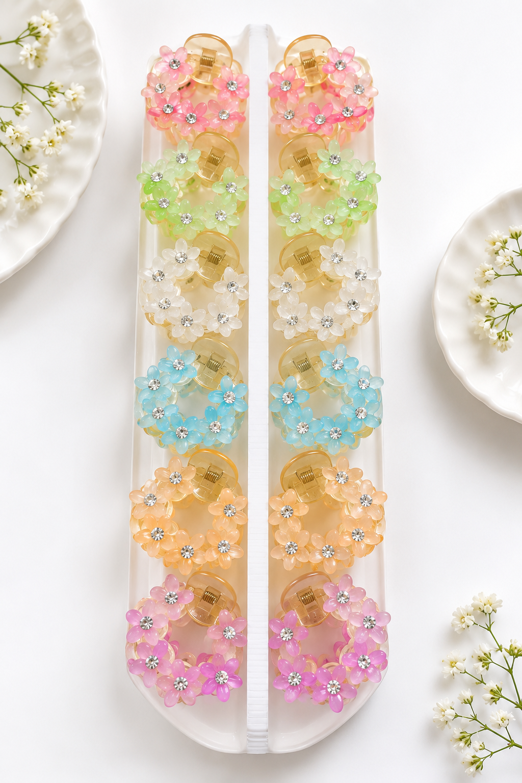Korean Crystal Flower Hair Clips