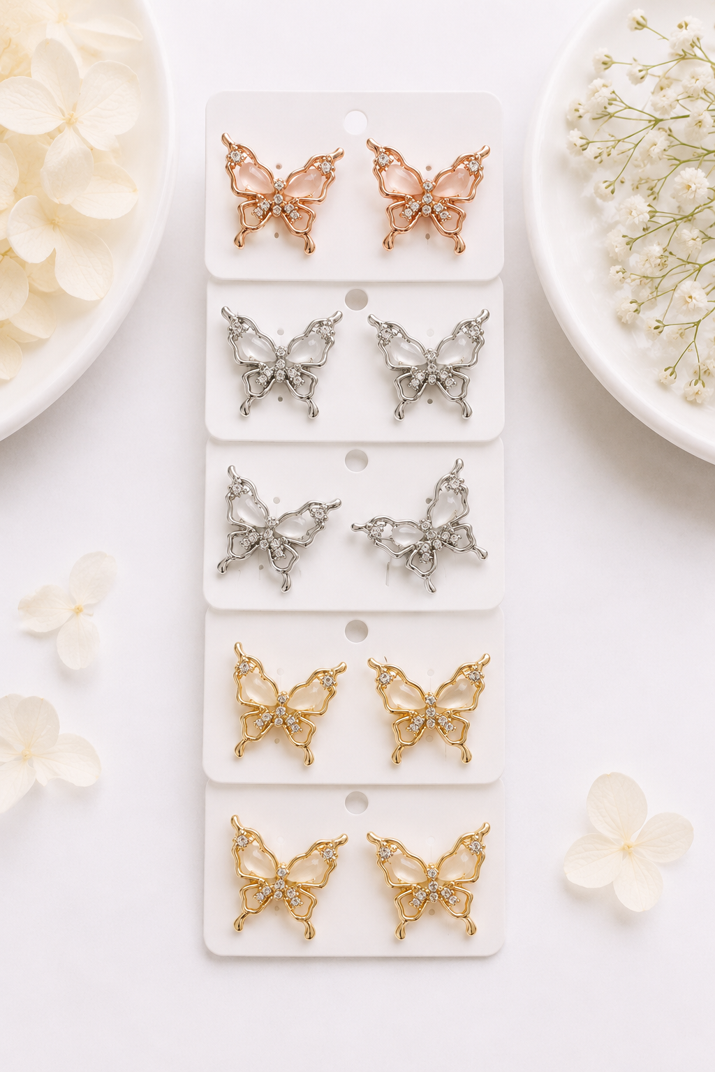 Korean-Style Hollow Metal Butterfly Stud Earrings