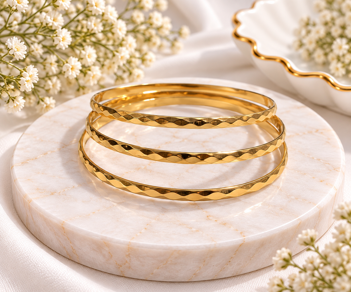 Honeycomb Pattern Bangle Set