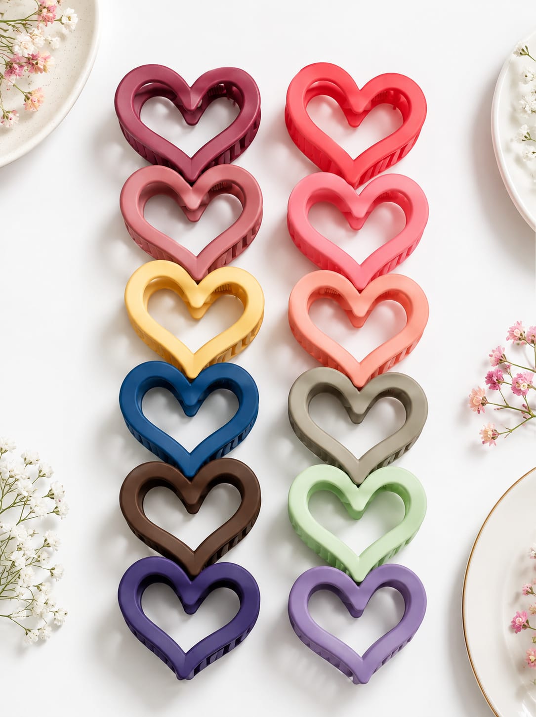 Matte Heart Hair Claw Clips