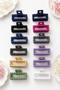 Matte Beaded Rectangular Hair Claw Clips
