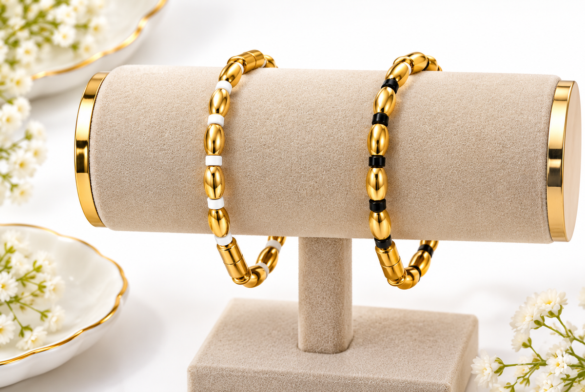 Gold-Plated Bamboo Style Enamel Bracelet