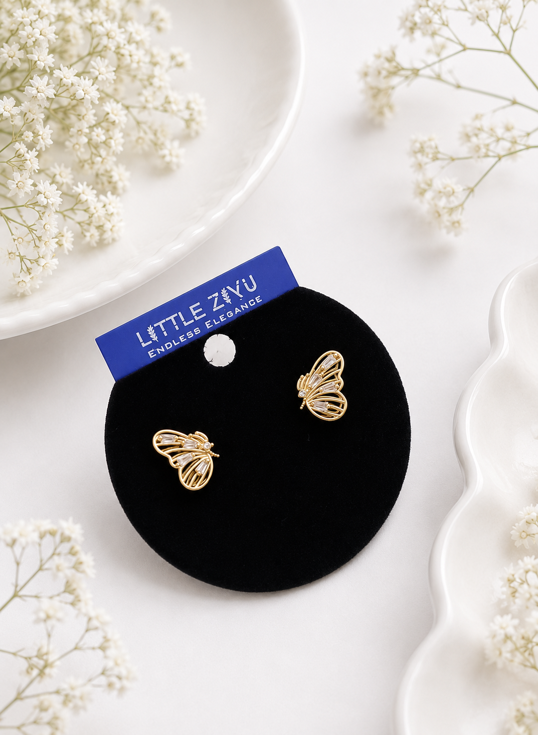 Cubic Zirconia Butterfly Stud Earrings