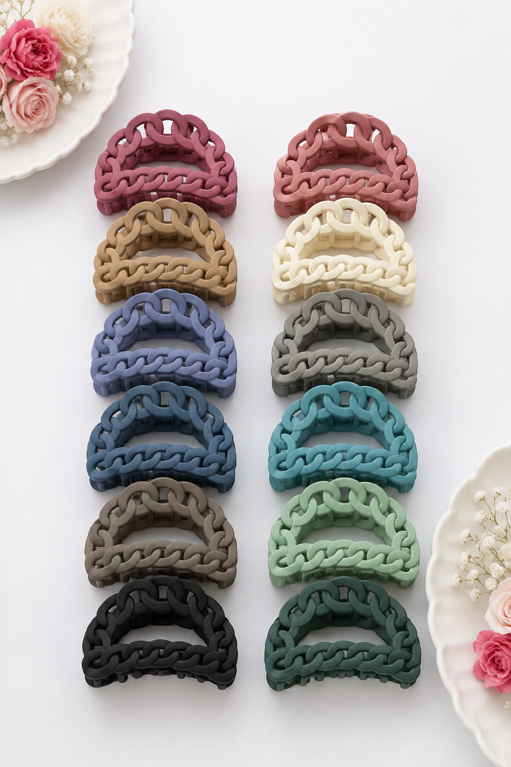 Matte Chain Link Crescent Hair Claw Clips