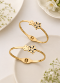 Floral Anti-Tarnish Stainless Steel Bangle Bracelet