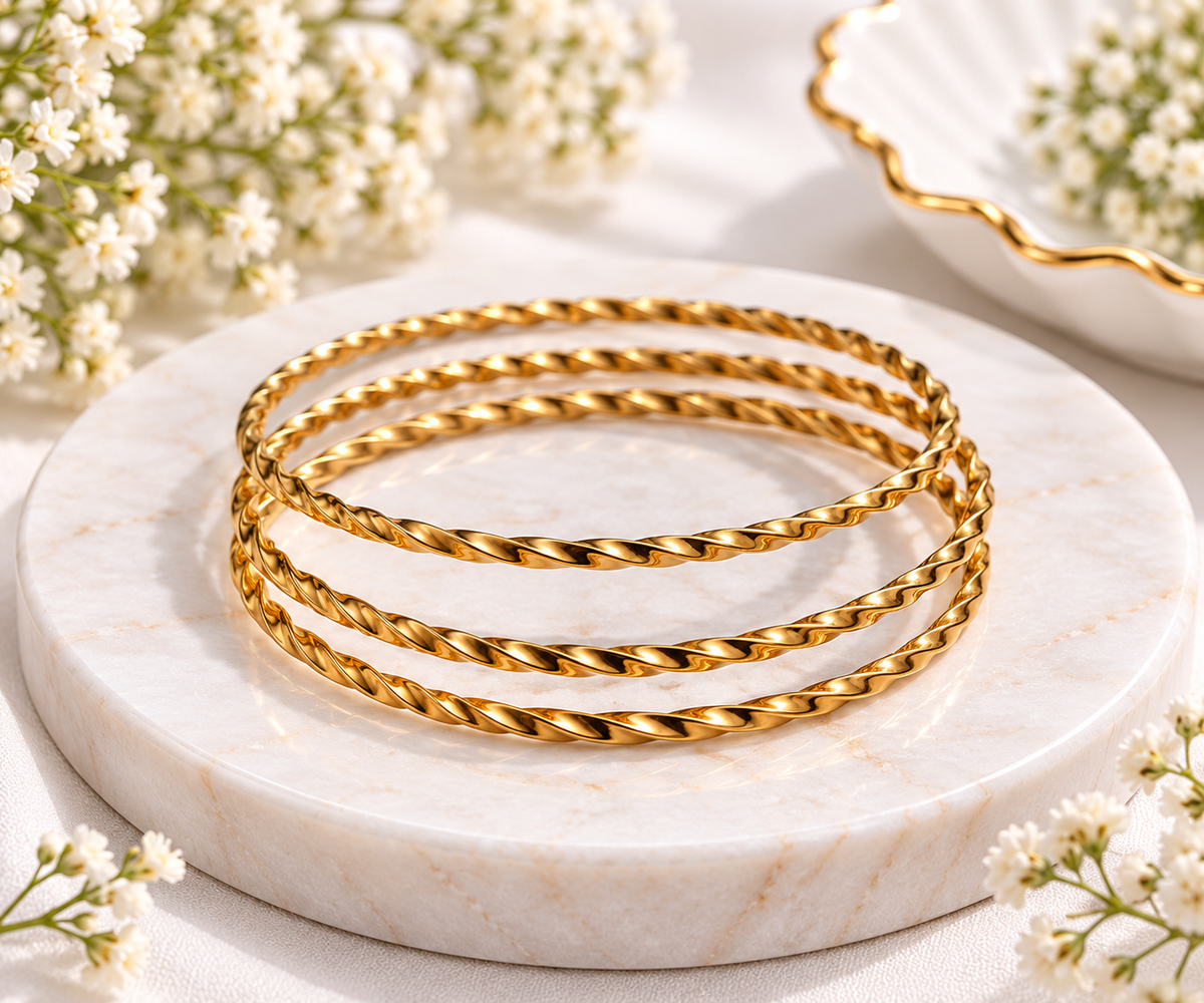 Minimalist Twisted Rope Bangle Set