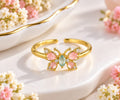 Gold-Plated Adjustable Pastel Butterfly Ring