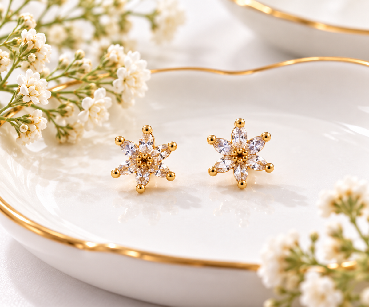 Starburst Flower Ball Back Stud