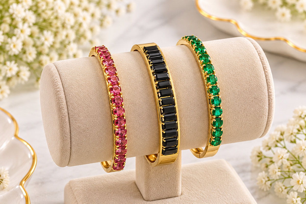 Round-Cut Tennis Kada Bracelet - Baby Size